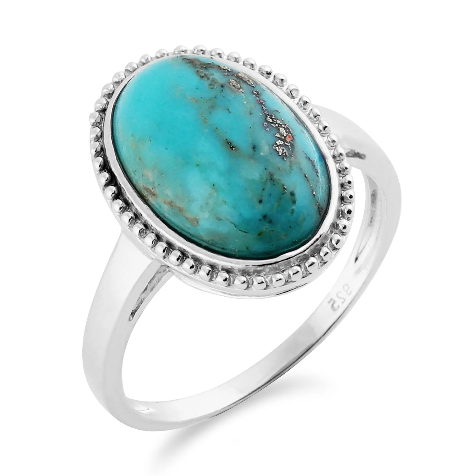 Gemondo Sterling Silver 4ct Turquoise Cabochon Oval Bezel Set Single Stone Ring sold by Gemondo Jewellery product image thumbnail 2