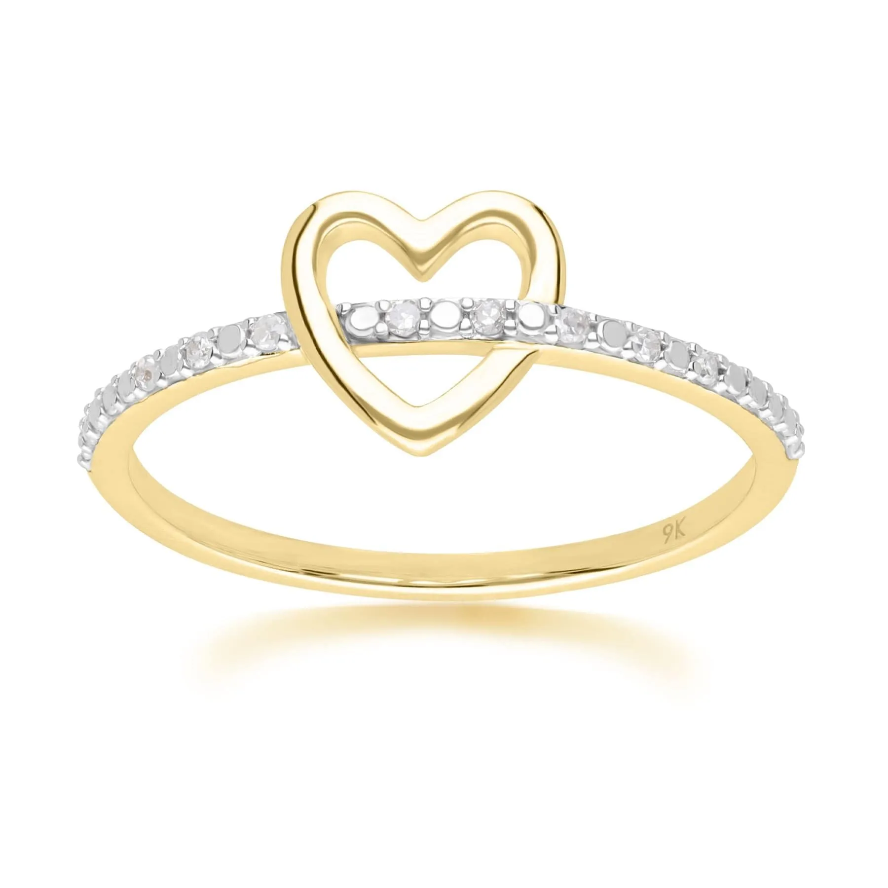 Love Heart Diamond Band Ring in 9ct Yellow Gold sold by Gemondo Jewellery