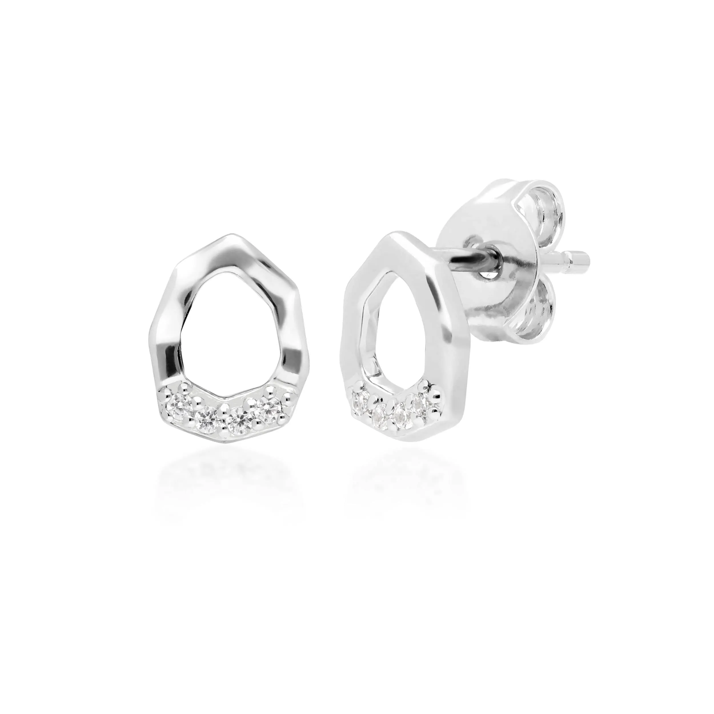 Diamond Pave Asymmetric Stud Earrings in 9ct White Gold sold by Gemondo Jewellery
