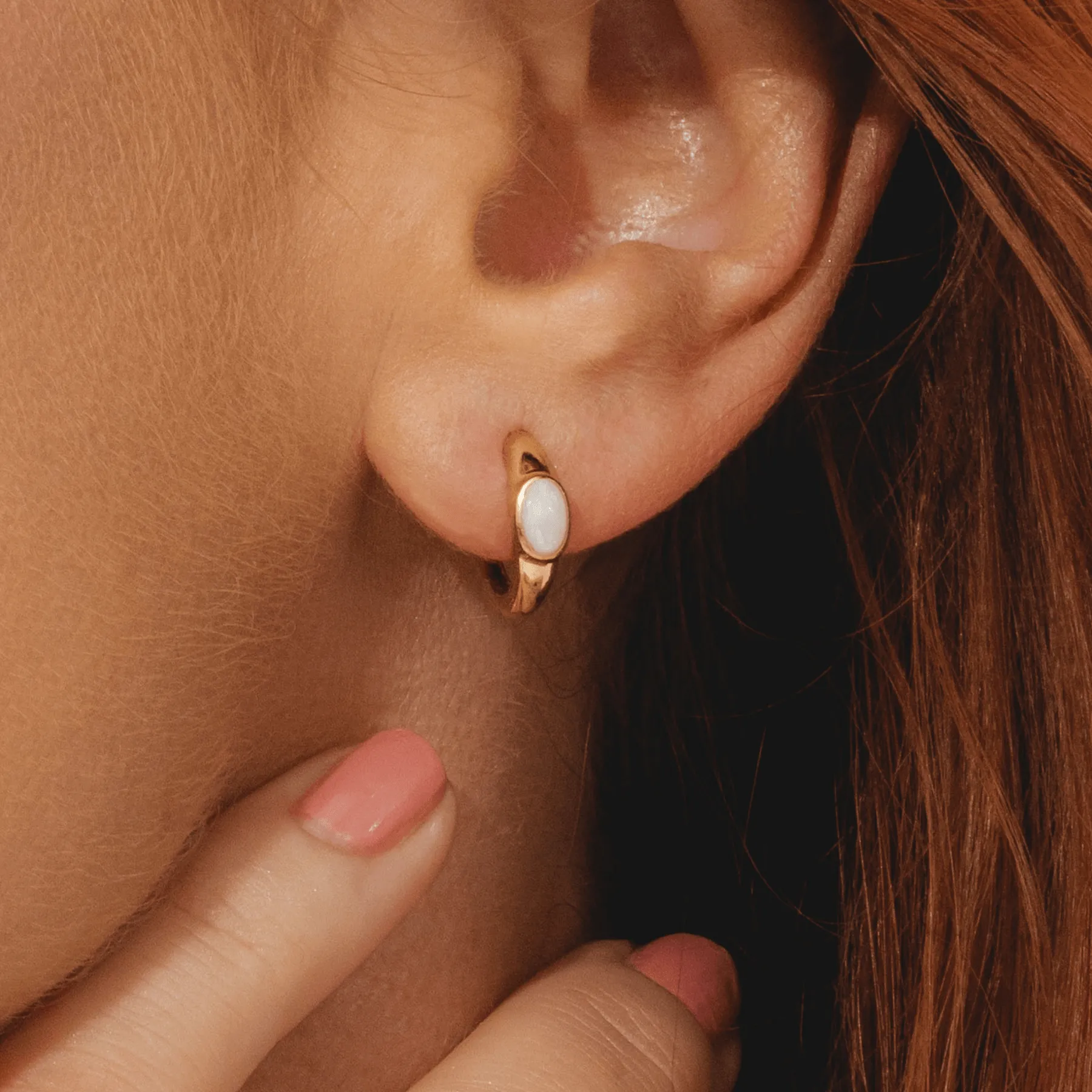 Modern Classic Oval Opal Stud Earrings in 18ct Gold Plated Silver sold by Gemondo Jewellery product image thumbnail 2