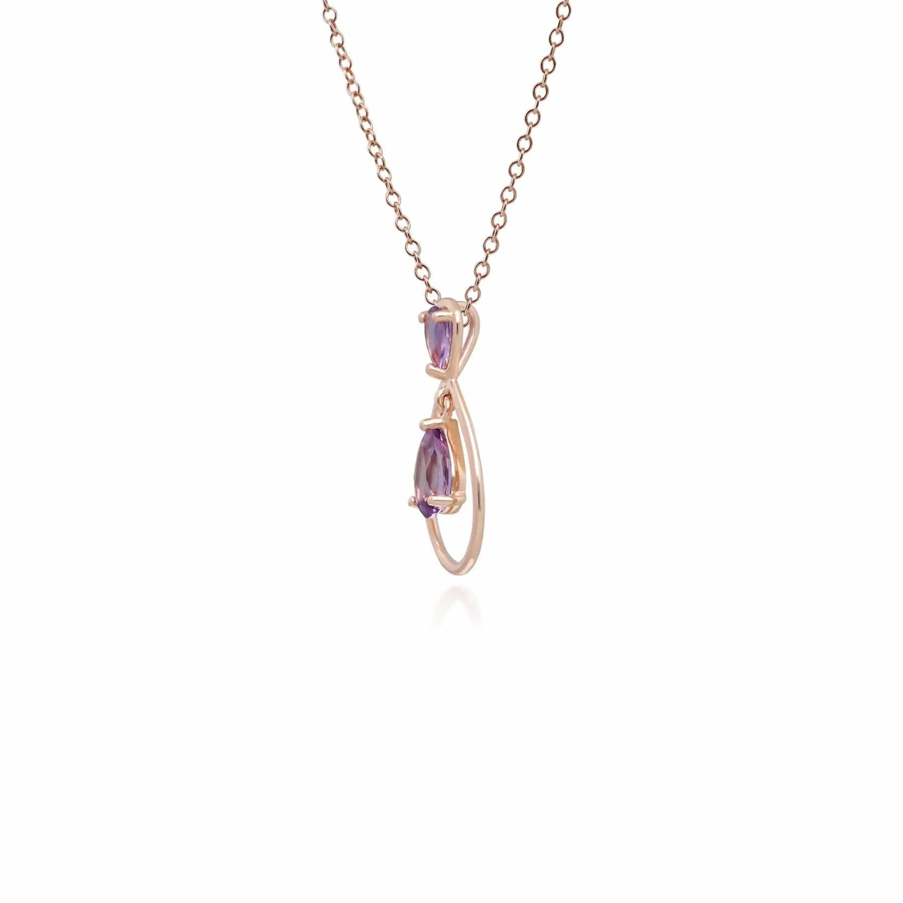 Classic Pear Cut Amethyst Drop Pendant in 9ct Rose Gold sold by Gemondo Jewellery product image thumbnail 2