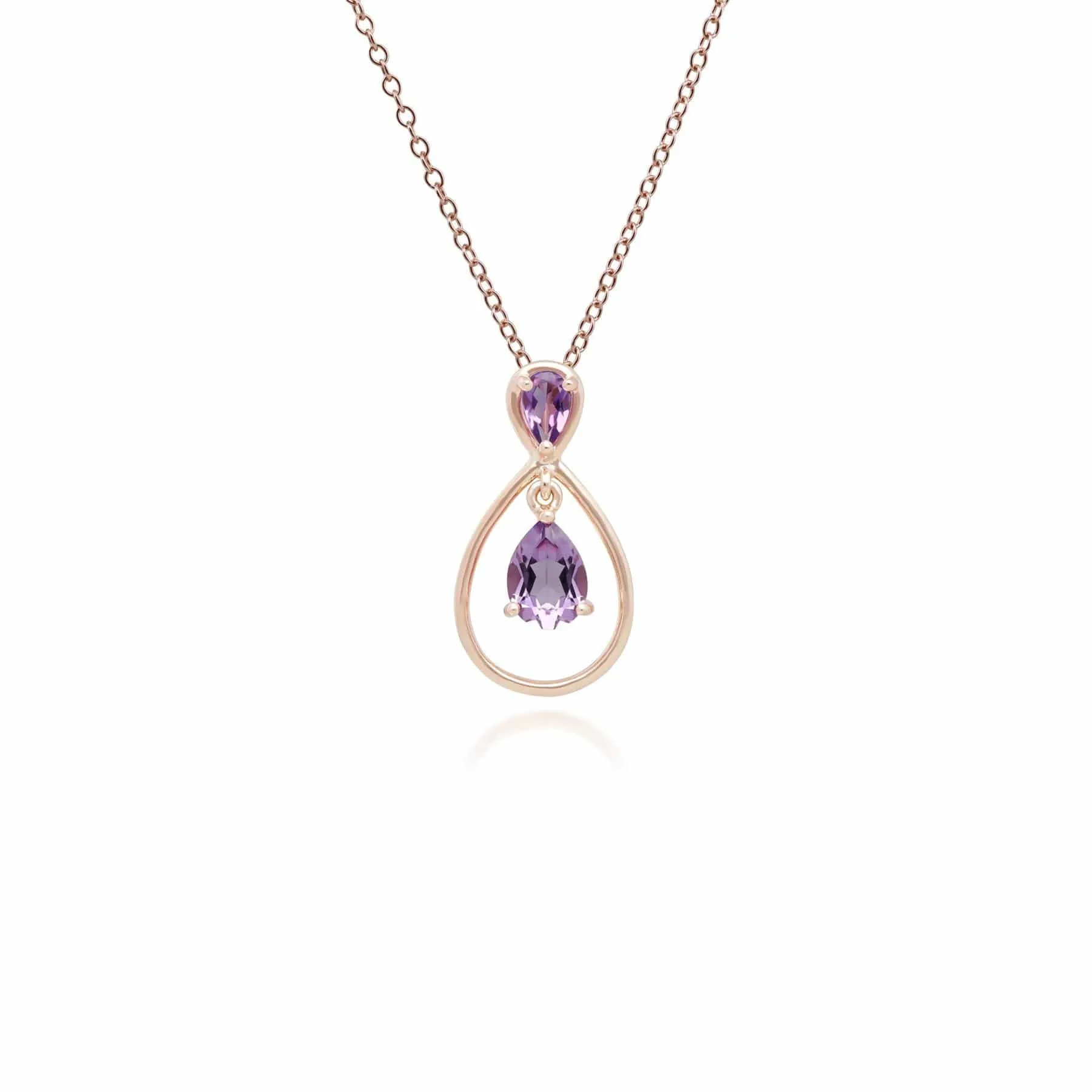 Classic Pear Cut Amethyst Drop Pendant in 9ct Rose Gold sold by Gemondo Jewellery