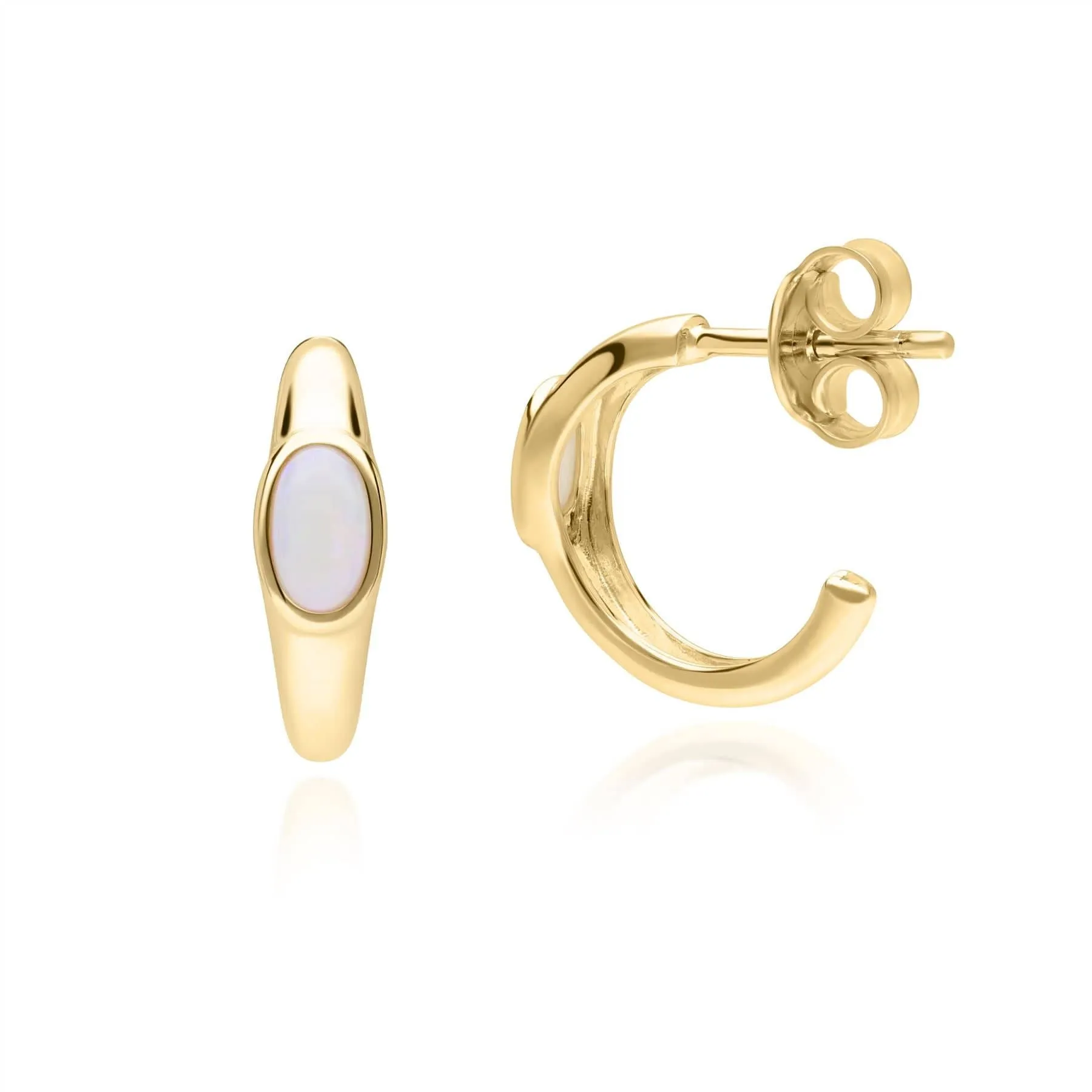 Modern Classic Oval Opal Stud Earrings in 18ct Gold Plated Silver sold by Gemondo Jewellery product image thumbnail 3