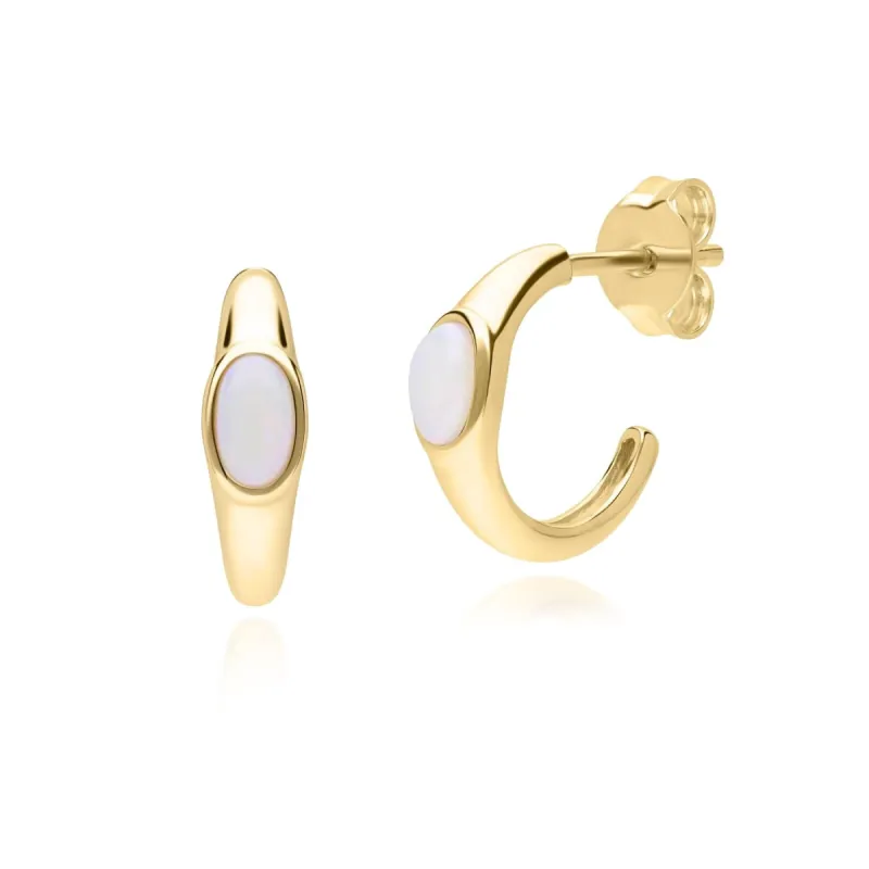 Modern Classic Oval Opal Stud Earrings in 18ct Gold Plated Silver sold by Gemondo Jewellery
