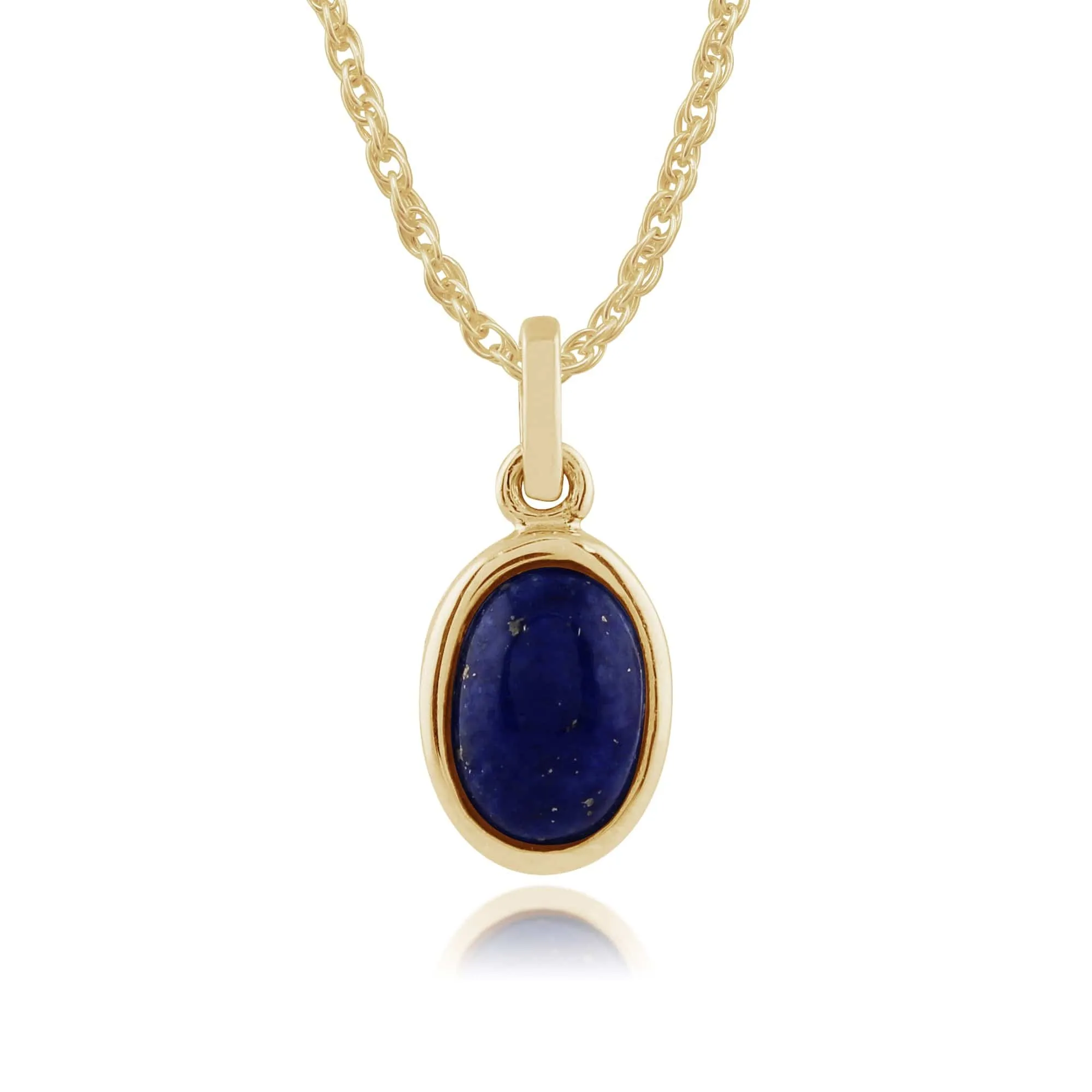 Classic Oval Lapis Lazuli Bezel Pendant & Solitaire Ring Set in 9ct Yellow Gold sold by Gemondo Jewellery product image thumbnail 2