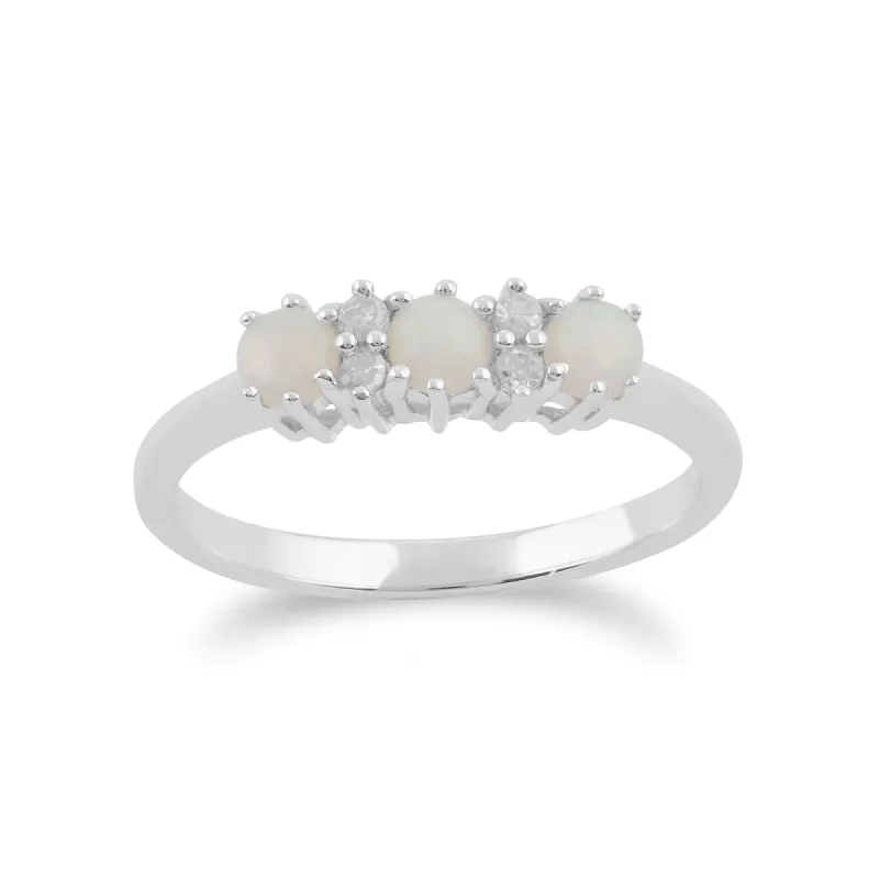 Gemondo 9ct White Gold 0.26ct Opal & Diamond Ring sold by Gemondo Jewellery