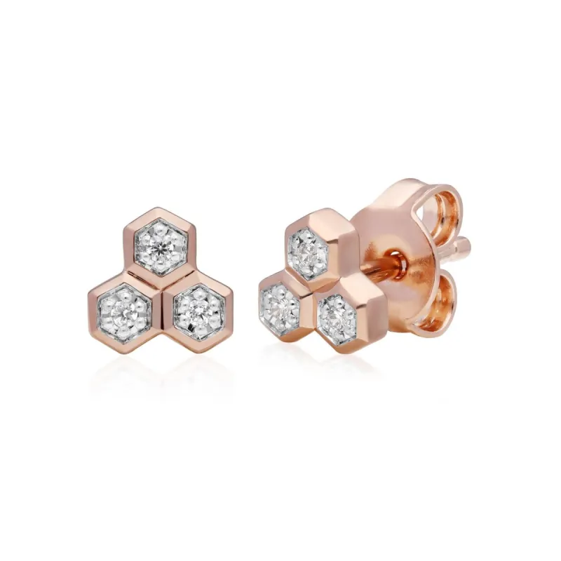Diamond Trilogy Ring & Stud Earring Set in 9ct Rose Gold sold by Gemondo Jewellery