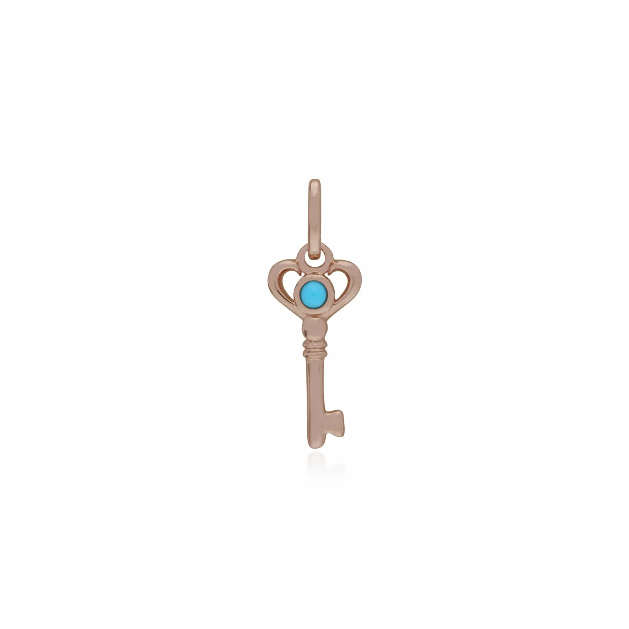Classic Heart Lock Pendant & Turquoise Key Charm in Rose Gold Plated 925 Sterling Silver sold by Gemondo Jewellery product image thumbnail 2