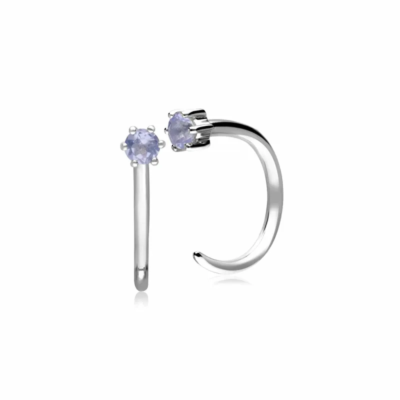 Tanzanite Pull Through Hoop Earrings in 9ct White Gold sold by Gemondo Jewellery