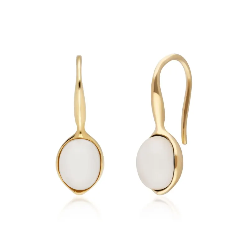 Irregular B Gem Moonstone Drop Earrings in Gold Plated Silver sold by Gemondo Jewellery
