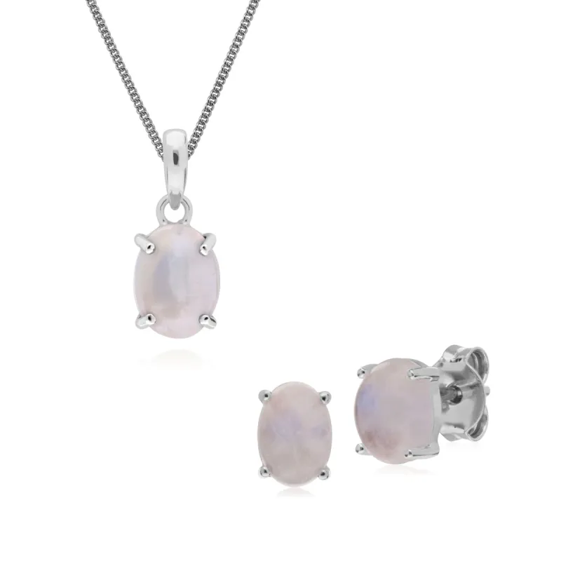 Classic Oval Rhodochrosite Stud Earrings & Pendant Set in 925 Sterling Silver sold by Gemondo Jewellery