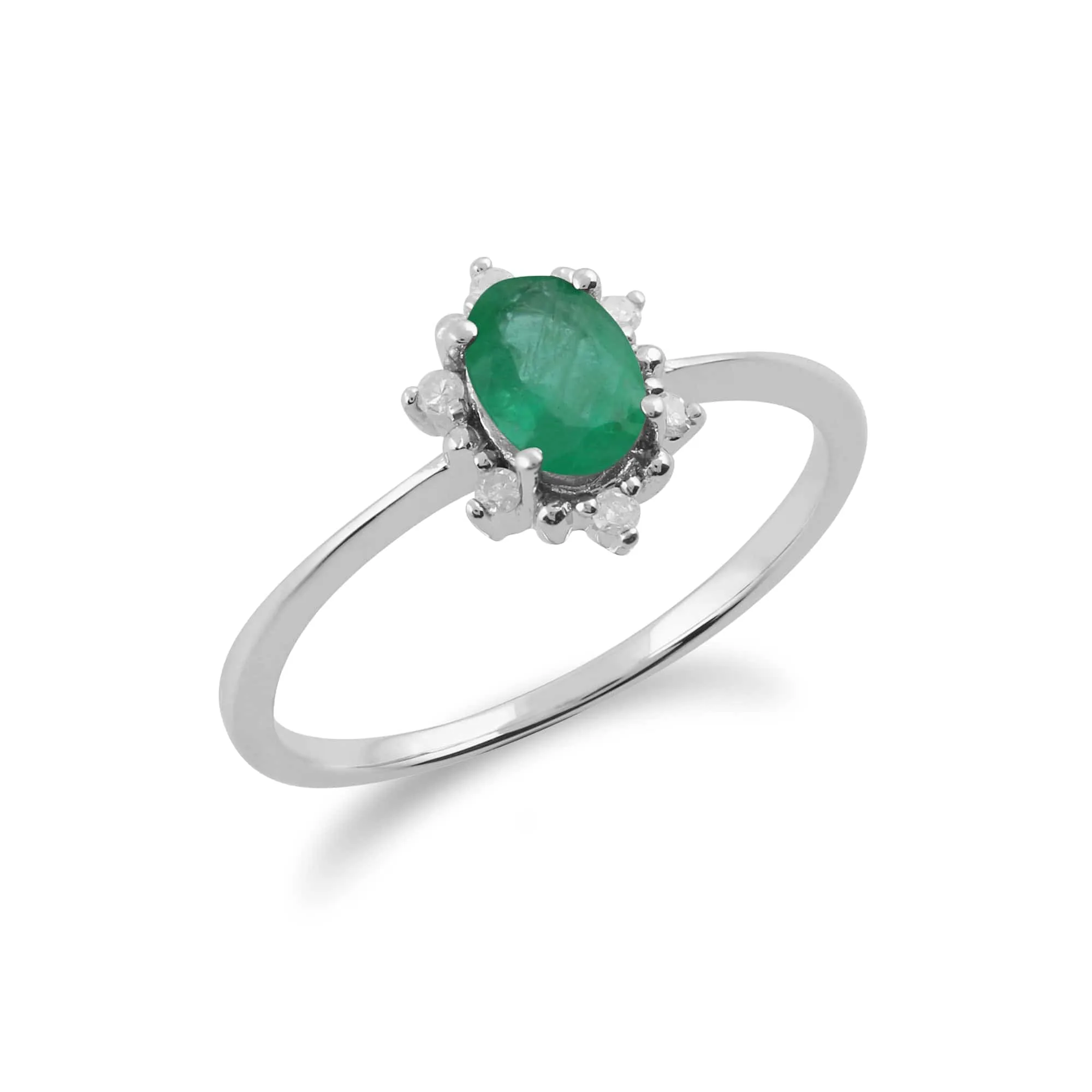 Gemondo 9ct White Gold 0.47ct Emerald & Diamond Oval Cluster Ring sold by Gemondo Jewellery product image thumbnail 2