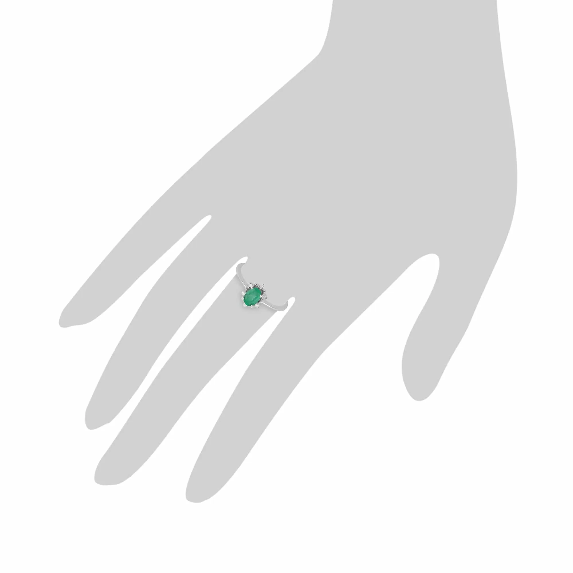 Gemondo 9ct White Gold 0.47ct Emerald & Diamond Oval Cluster Ring sold by Gemondo Jewellery product image thumbnail 3