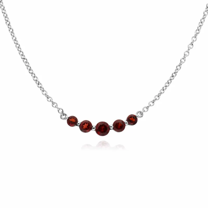Classic Round Garnet 5 Stone Gradient Necklace in 925 Sterling Silver sold by Gemondo Jewellery
