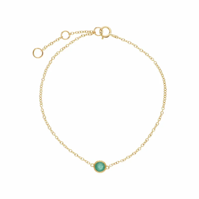 Classic Single Stone Round Emerald Milgrain Bracelet in 9ct Gold sold by Gemondo Jewellery