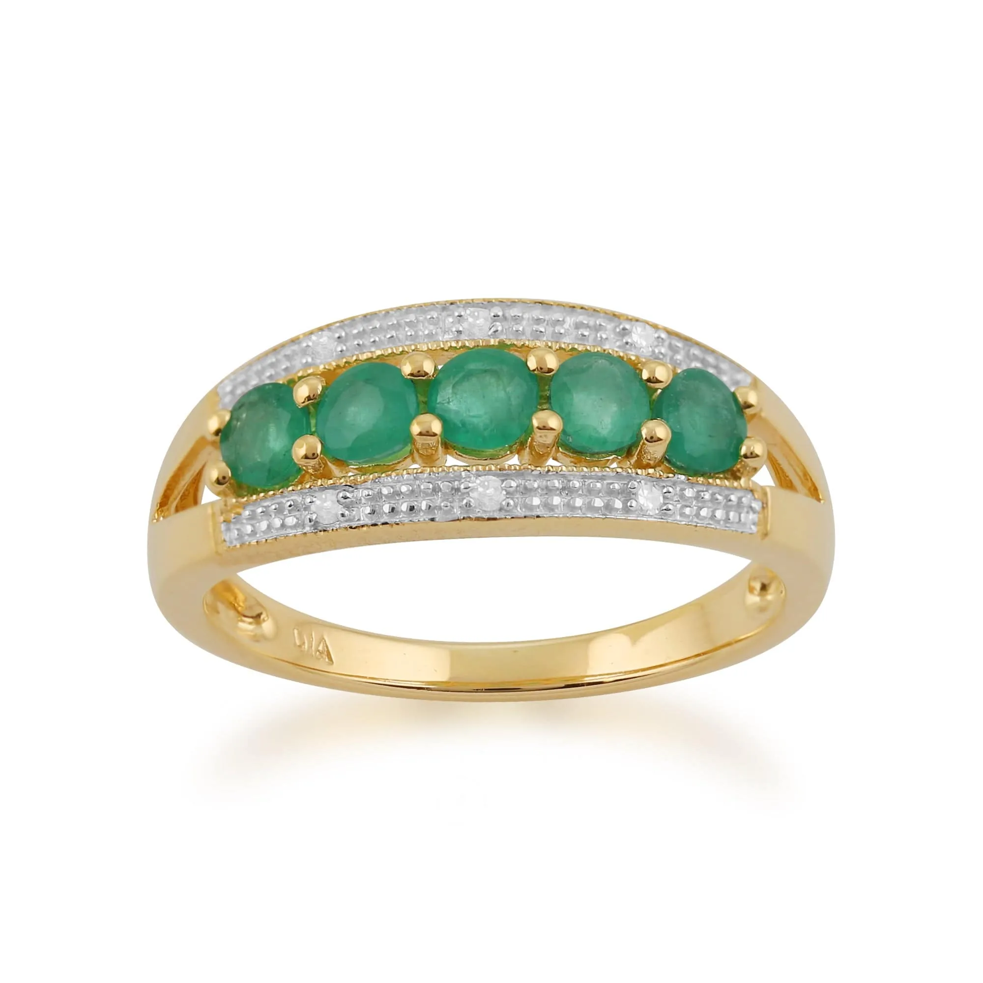 Gemondo 9ct Yellow Gold 0.70ct Emerald & Diamond Ring sold by Gemondo Jewellery