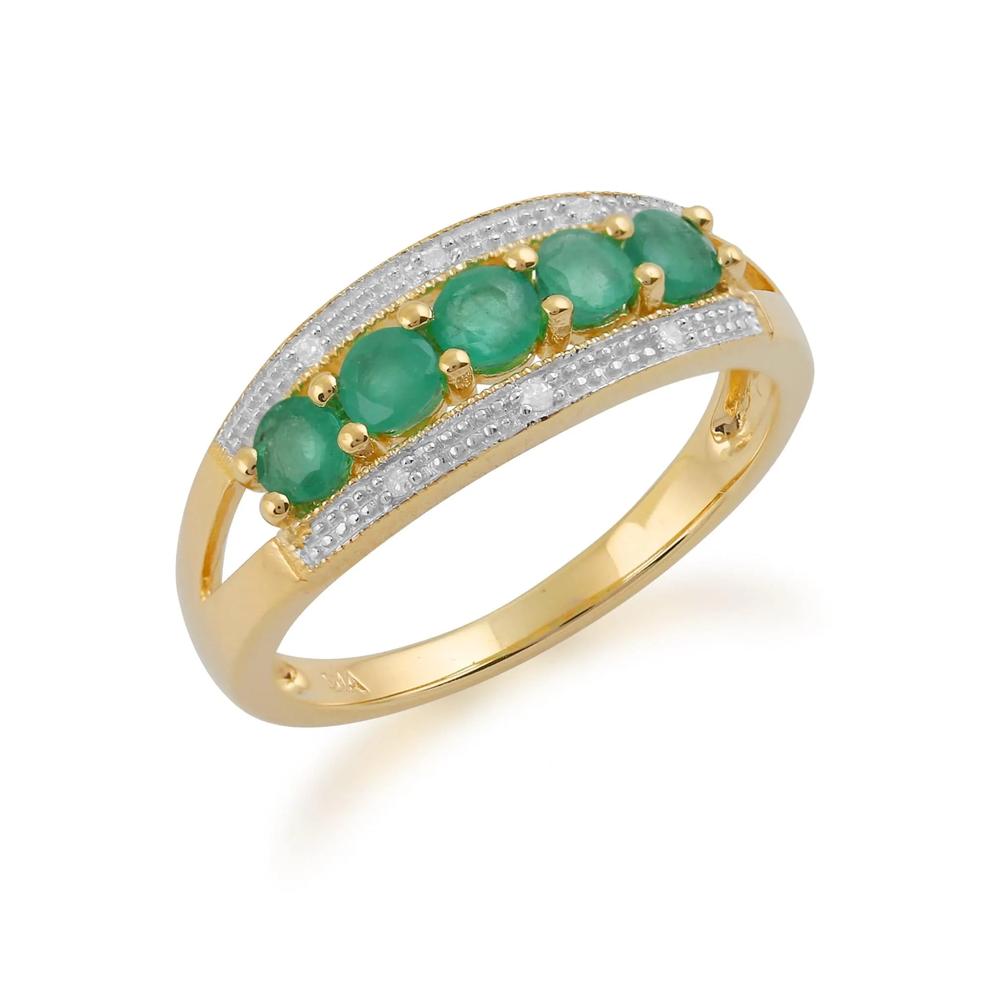 Gemondo 9ct Yellow Gold 0.70ct Emerald & Diamond Ring sold by Gemondo Jewellery product image thumbnail 2