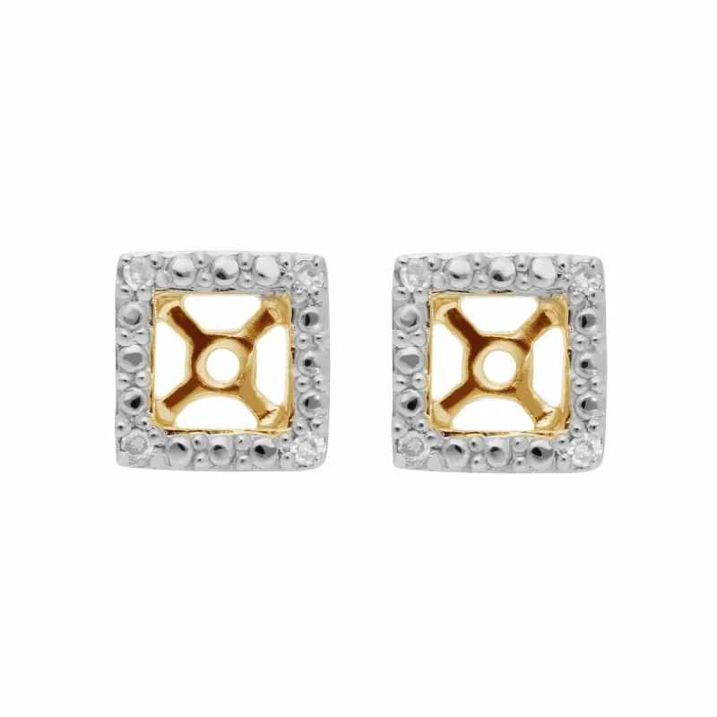 Gemondo 9ct Yellow Gold 6pt Diamond Square Earring Jacket sold by Gemondo Jewellery