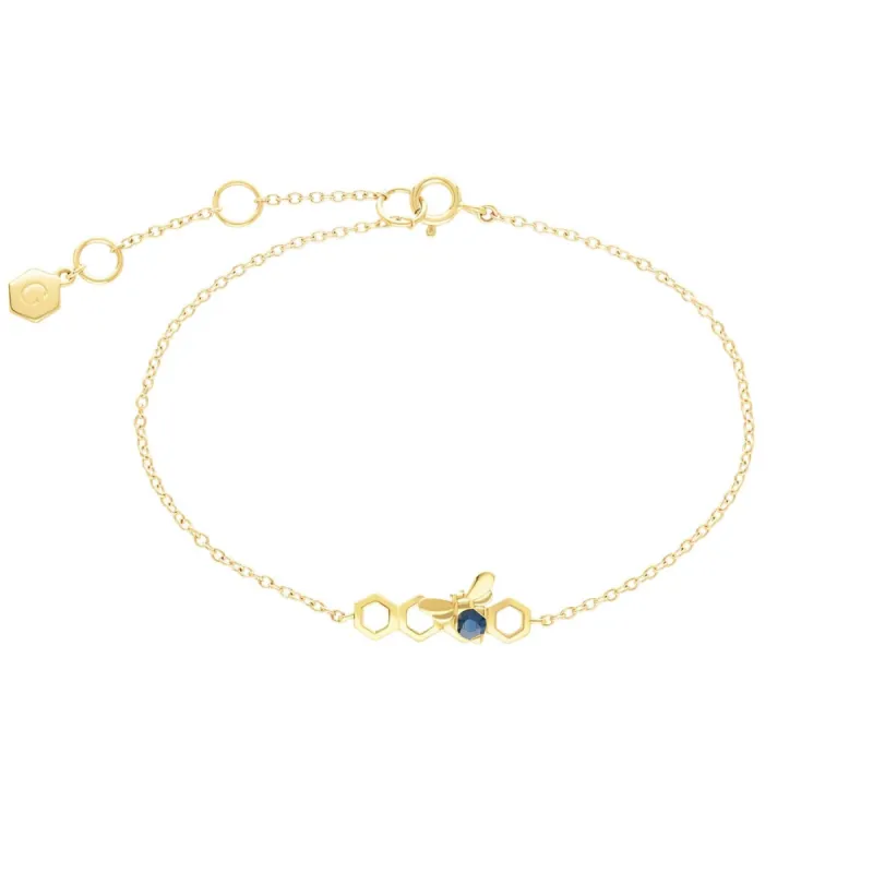Honeycomb Inspired Sapphire Link Bracelet in 9ct Yellow Gold sold by Gemondo Jewellery