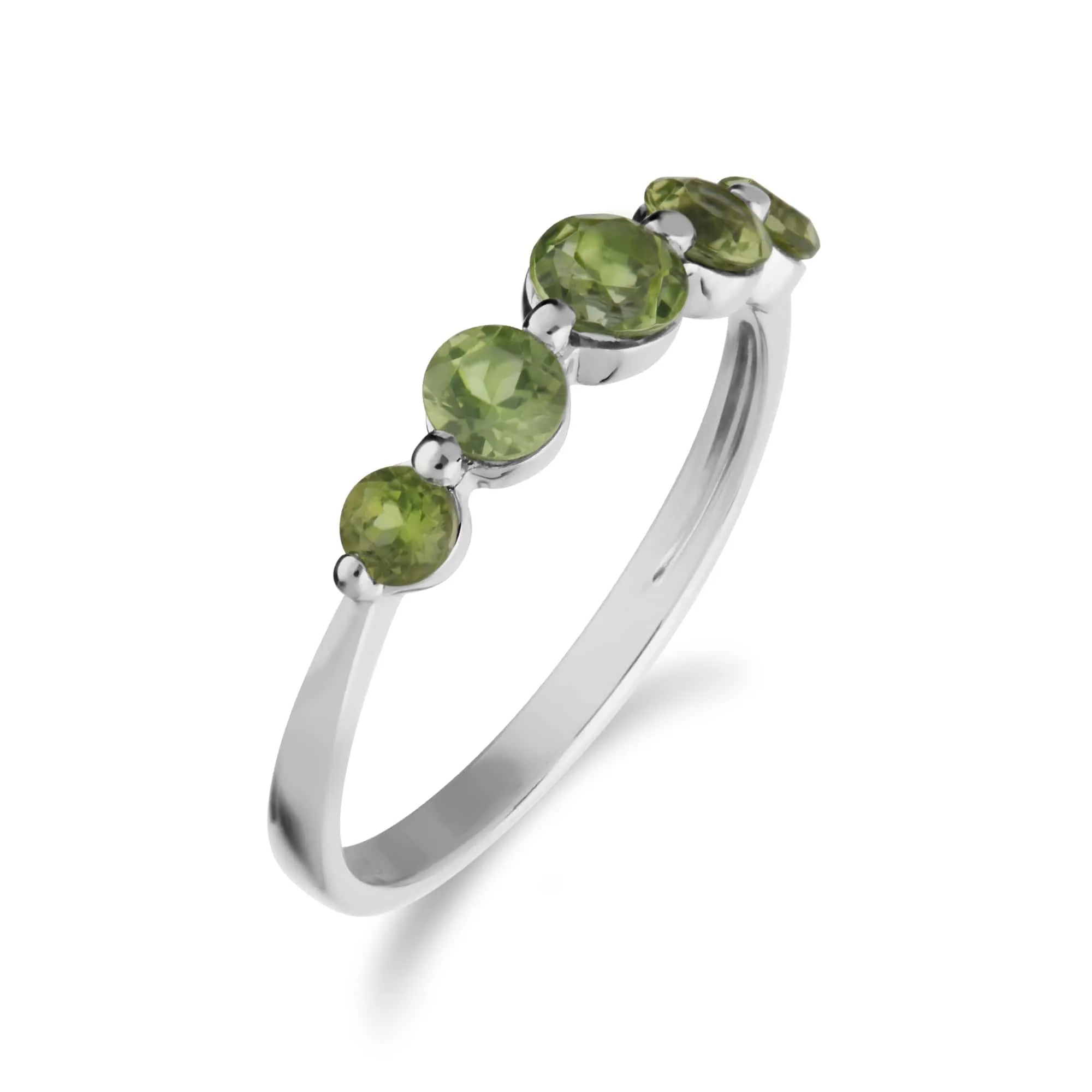 Essential Round Peridot Five Stone Gradient Ring in 925 Sterling Silver sold by Gemondo Jewellery product image thumbnail 2