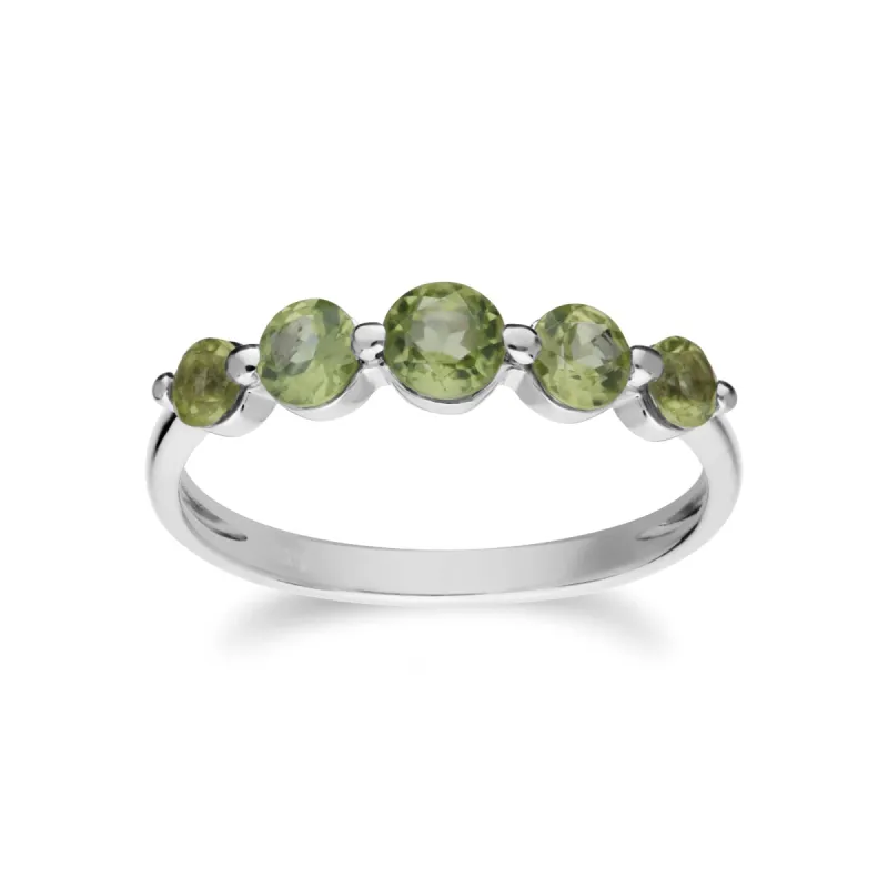 Essential Round Peridot Five Stone Gradient Ring in 925 Sterling Silver sold by Gemondo Jewellery