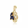 Floral Marquise Sapphire & Diamond Pendant in 9ct Yellow Gold sold by Gemondo Jewellery