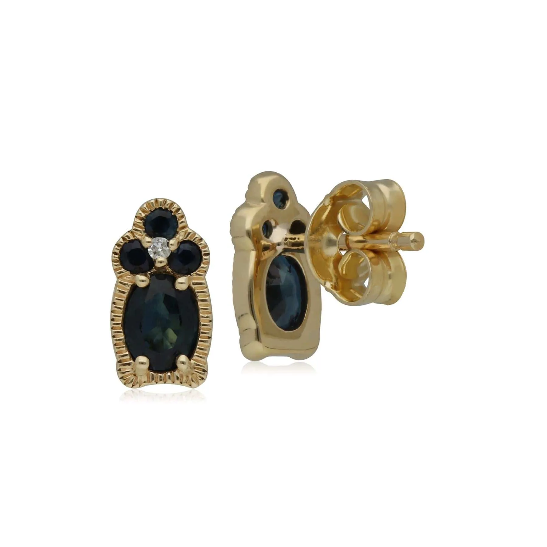Classic Sapphire & Diamond Stud Earrings in 9ct Yellow Gold sold by Gemondo Jewellery product image thumbnail 2