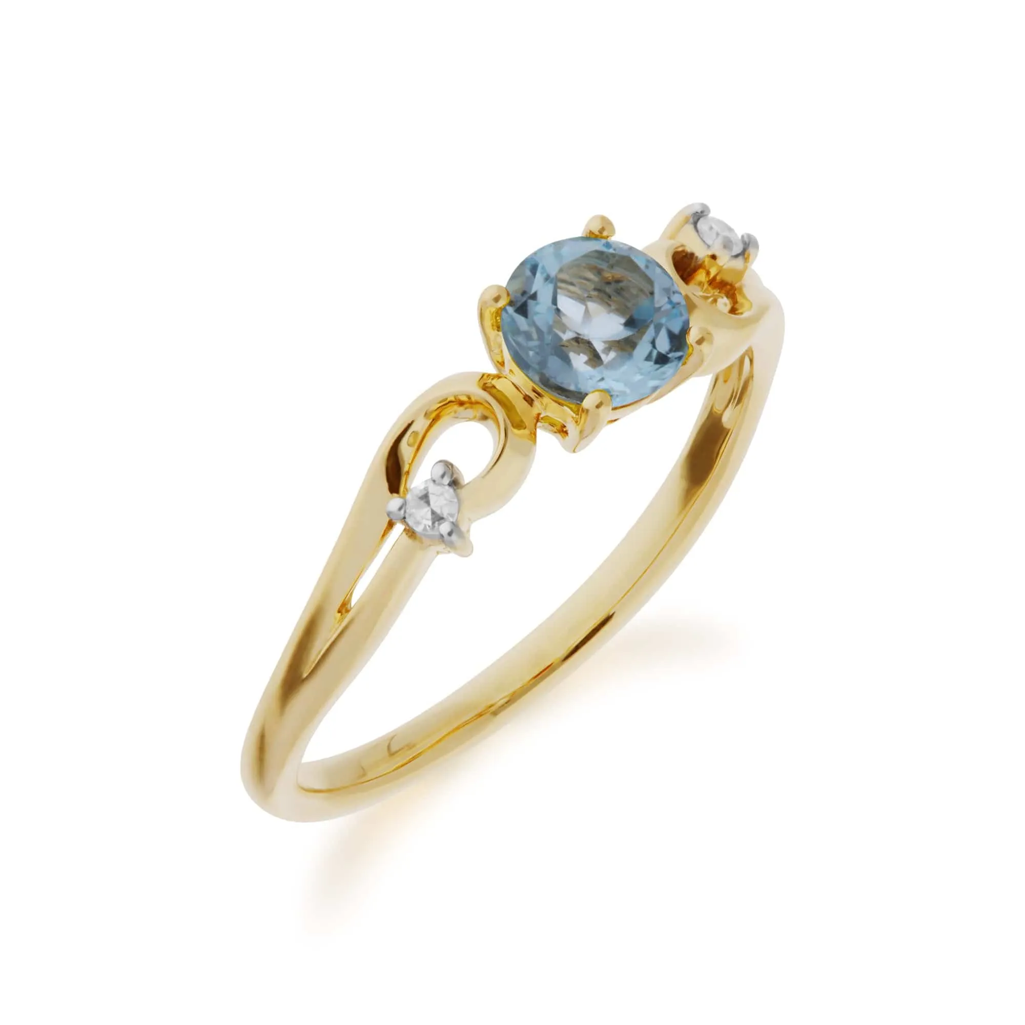 Classic Round Blue Topaz & Diamond Ring in 9ct Yellow Gold sold by Gemondo Jewellery product image thumbnail 2