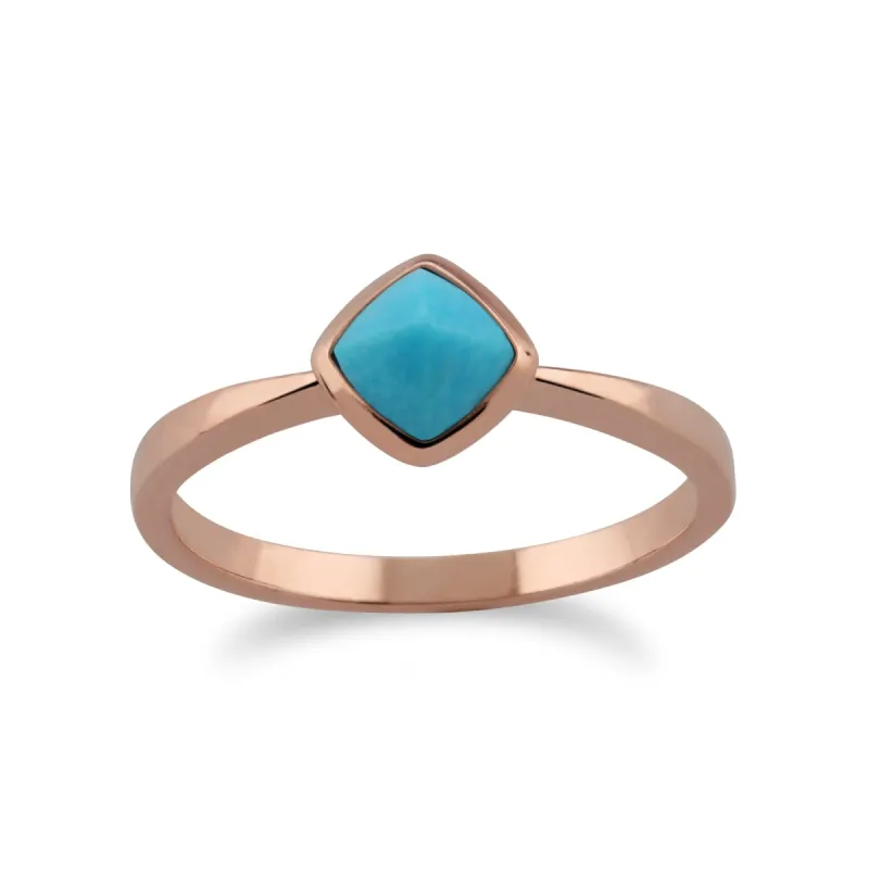 Gemondo Rose Gold Plated Sterling Silver Cushion Turquoise Ring sold by Gemondo Jewellery