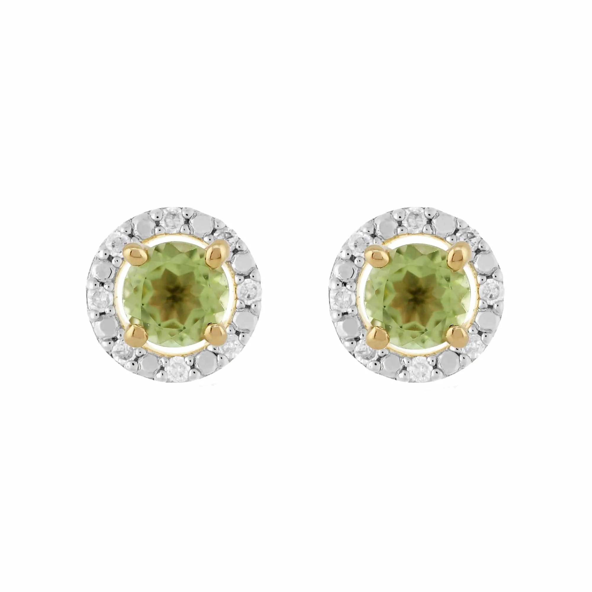 Classic Round Peridot Stud Earrings with Detachable Diamond Round Earrings Jacket Set in 9ct Yellow Gold sold by Gemondo Jewellery