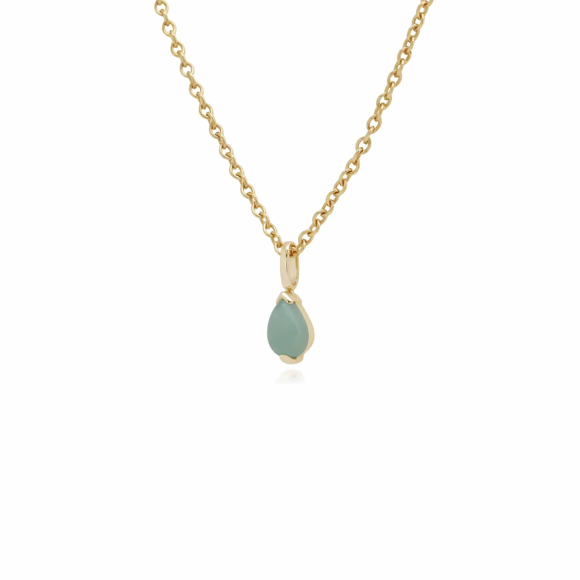 Classic Pear Green Jade Claw Set Single Stone Pendant in 9ct Yellow Gold sold by Gemondo Jewellery product image thumbnail 2