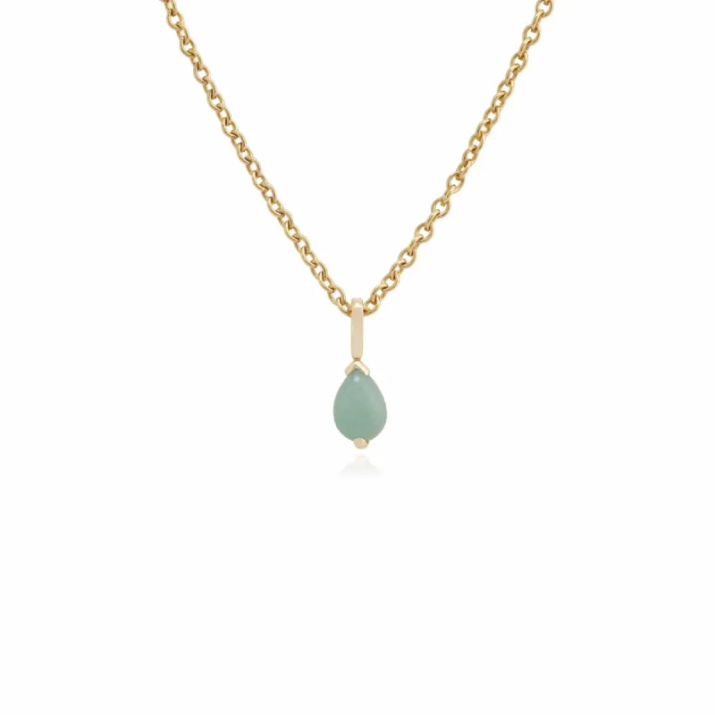 Classic Pear Green Jade Claw Set Single Stone Pendant in 9ct Yellow Gold sold by Gemondo Jewellery