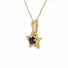 Classic Single Stone Round Sapphire Star Pendant in 9ct Yellow Gold sold by Gemondo Jewellery