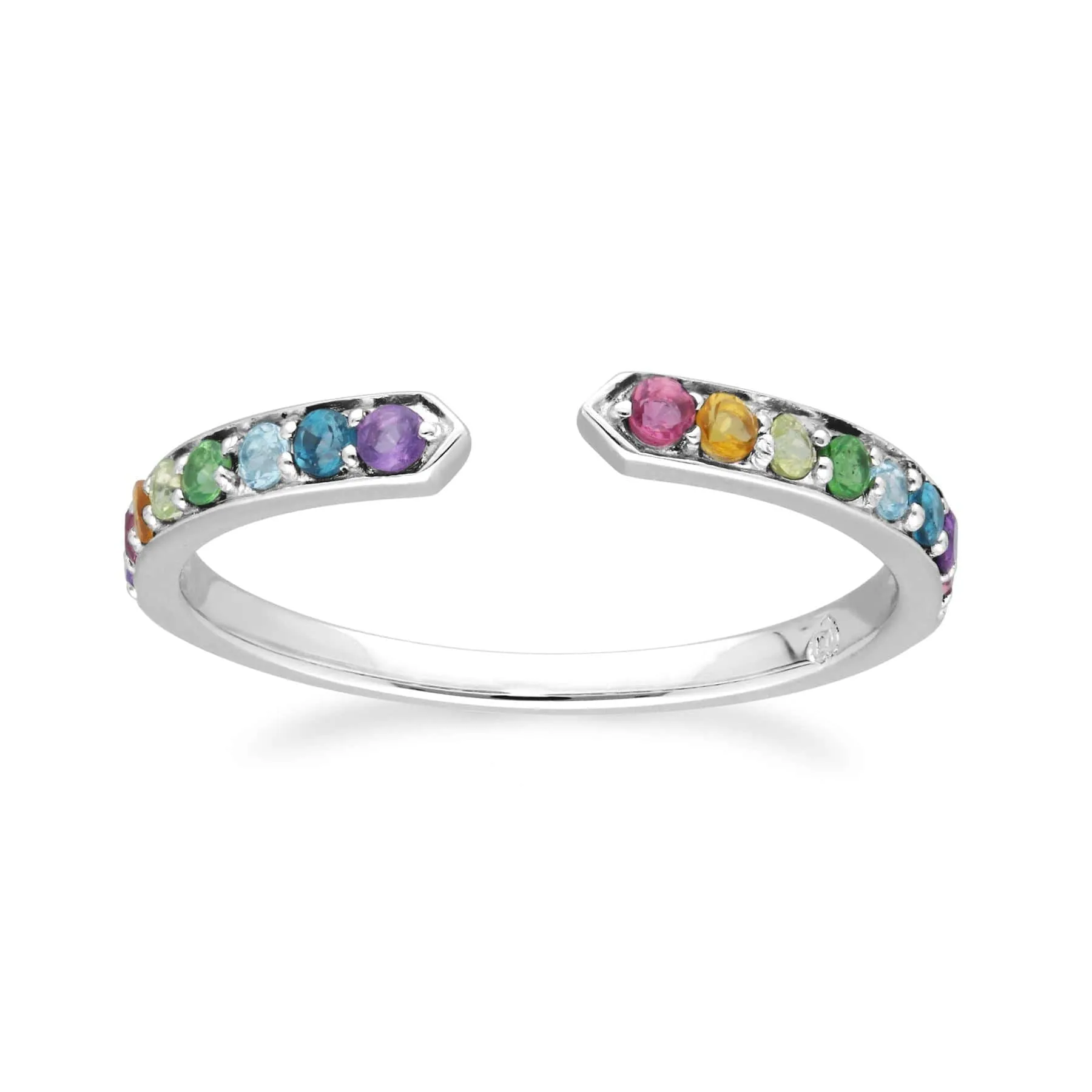 Rainbow Gems Open Ring in Sterling Silver sold by Gemondo Jewellery product image thumbnail 4