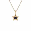 Classic Single Stone Round Sapphire Star Pendant in 9ct Yellow Gold sold by Gemondo Jewellery