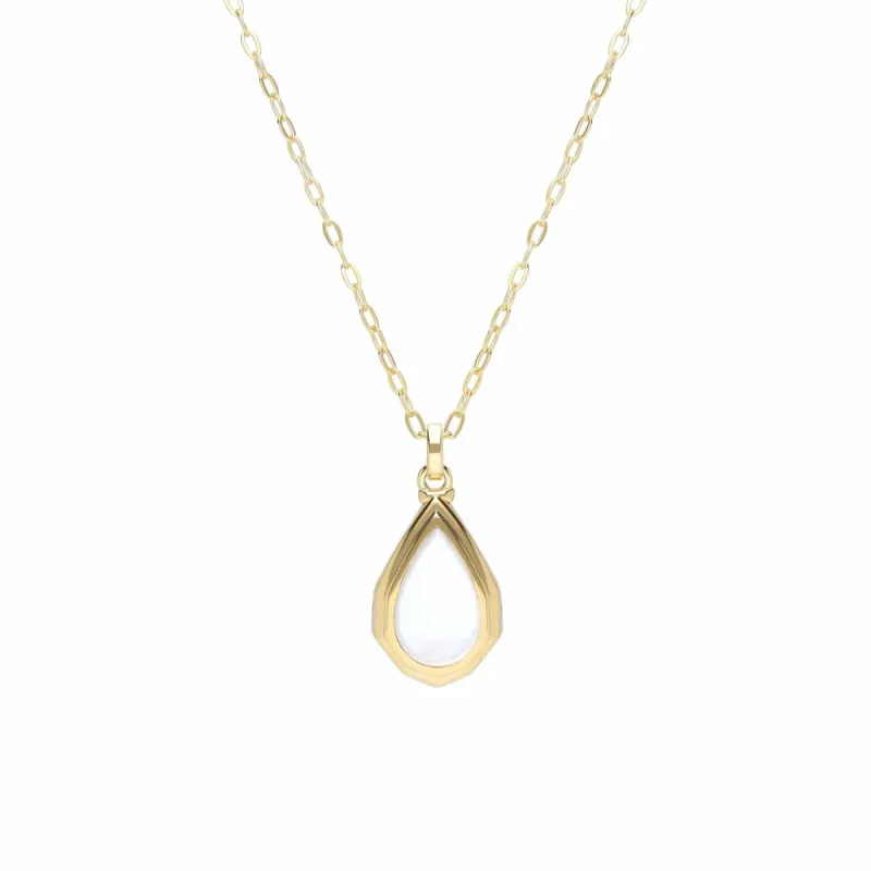 Bona Fide Pear Cut Mother of Pearl Locket In Yellow Gold Plated Silver sold by Gemondo Jewellery