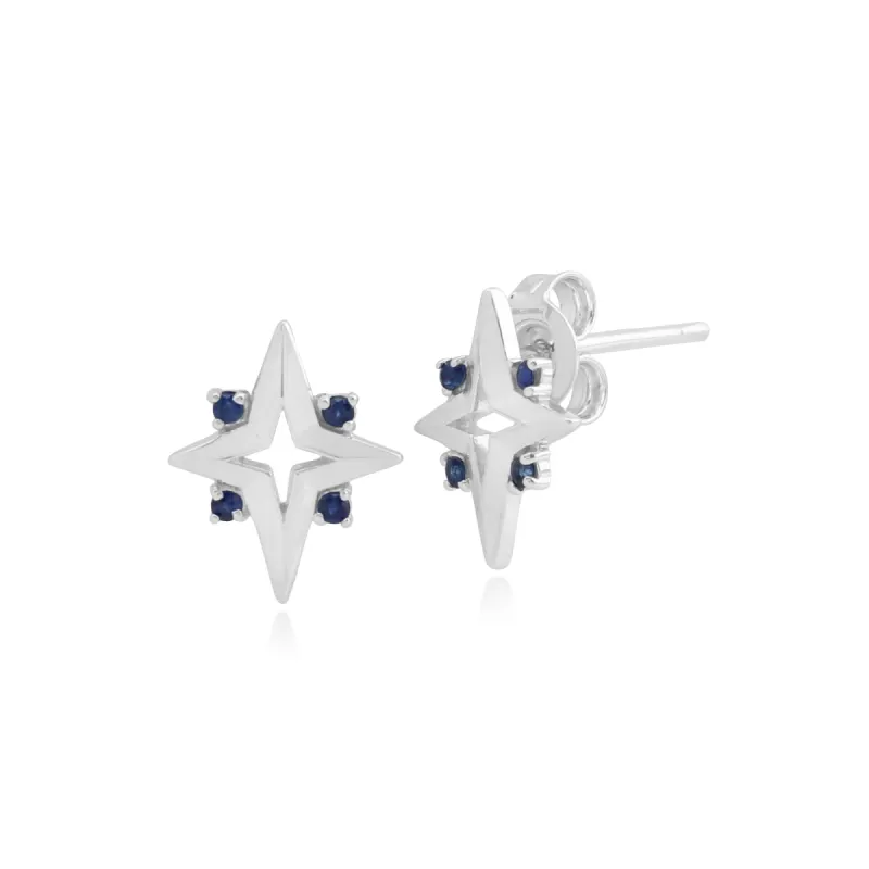 Gemondo Sterling Silver 0.09ct Blue Sapphire Star Stud Earrings sold by Gemondo Jewellery