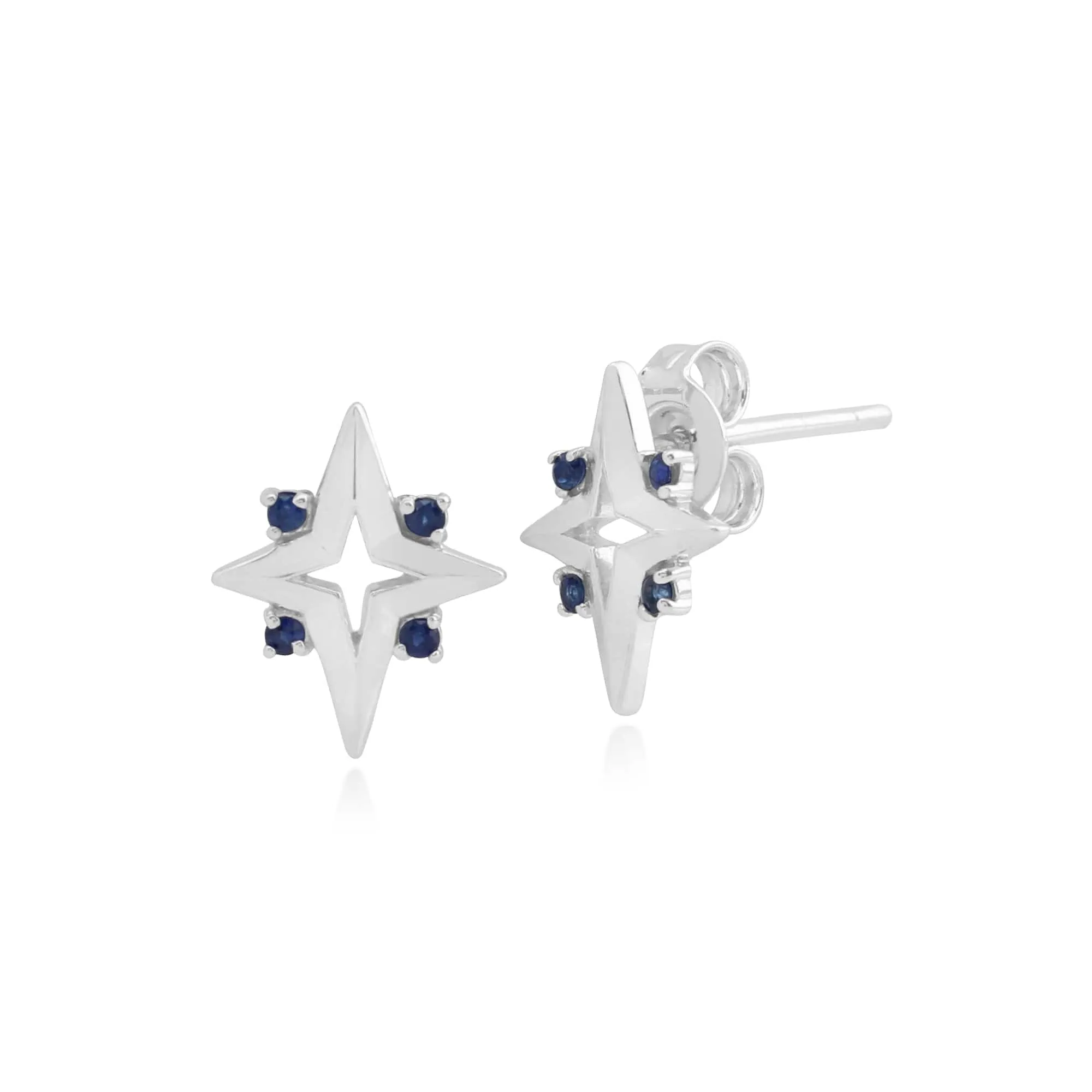 Gemondo Sterling Silver 0.09ct Blue Sapphire Star Stud Earrings sold by Gemondo Jewellery