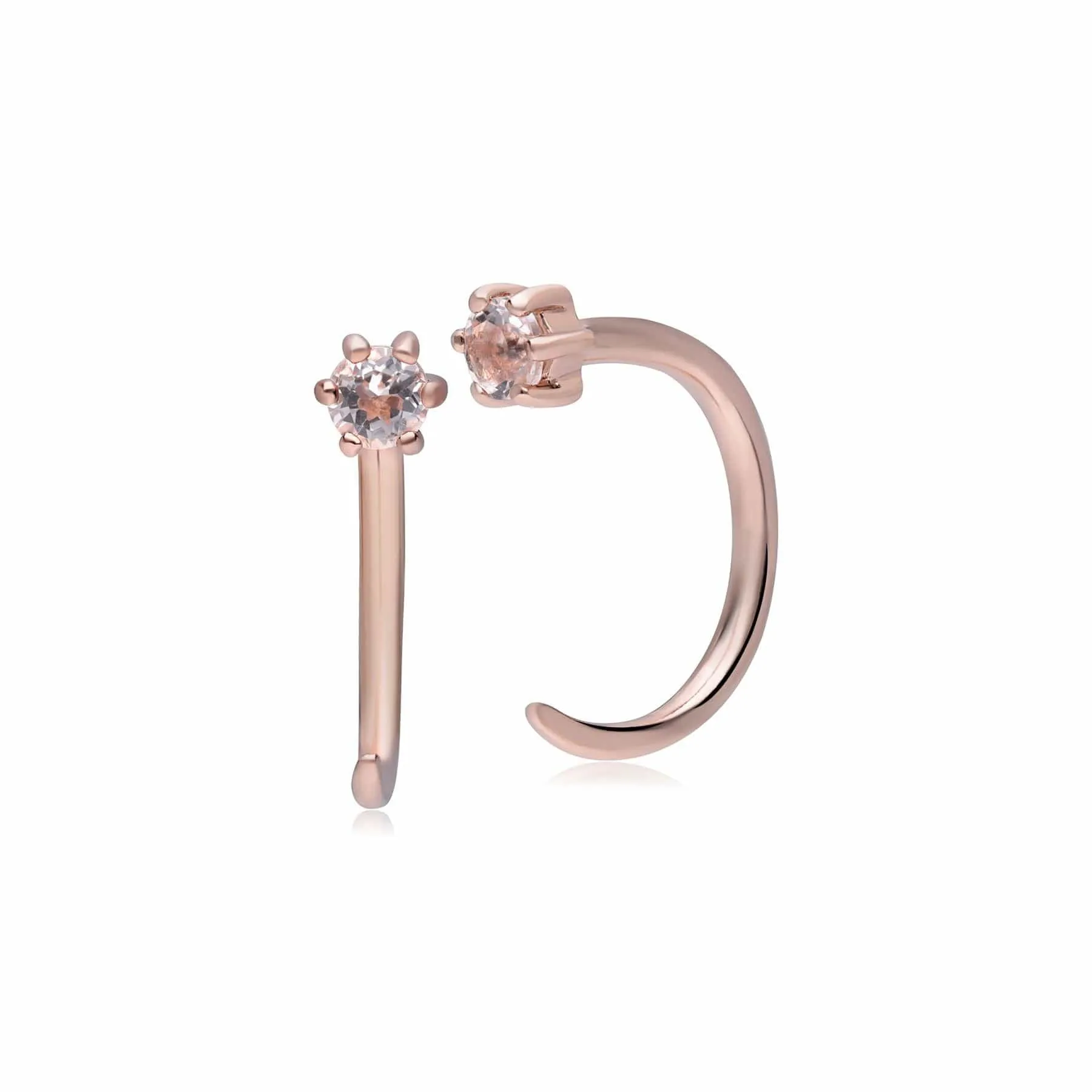 Morganite Pull Through Hoop Earrings in 9ct Rose Gold sold by Gemondo Jewellery