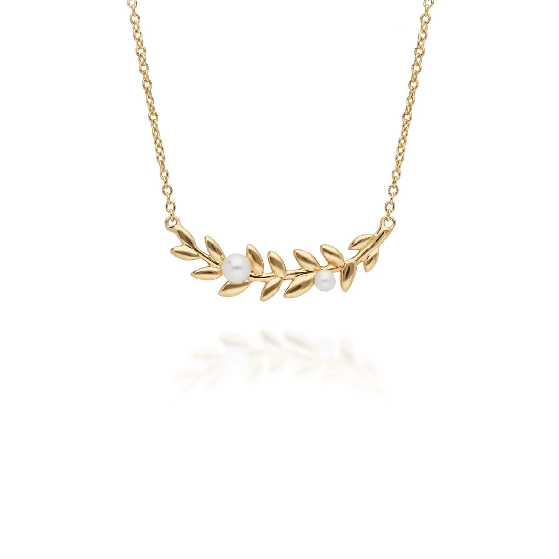 O Leaf Pearl Necklace & Stud Earring Set in Gold Plated 925 Sterling Silver sold by Gemondo Jewellery product image thumbnail 2