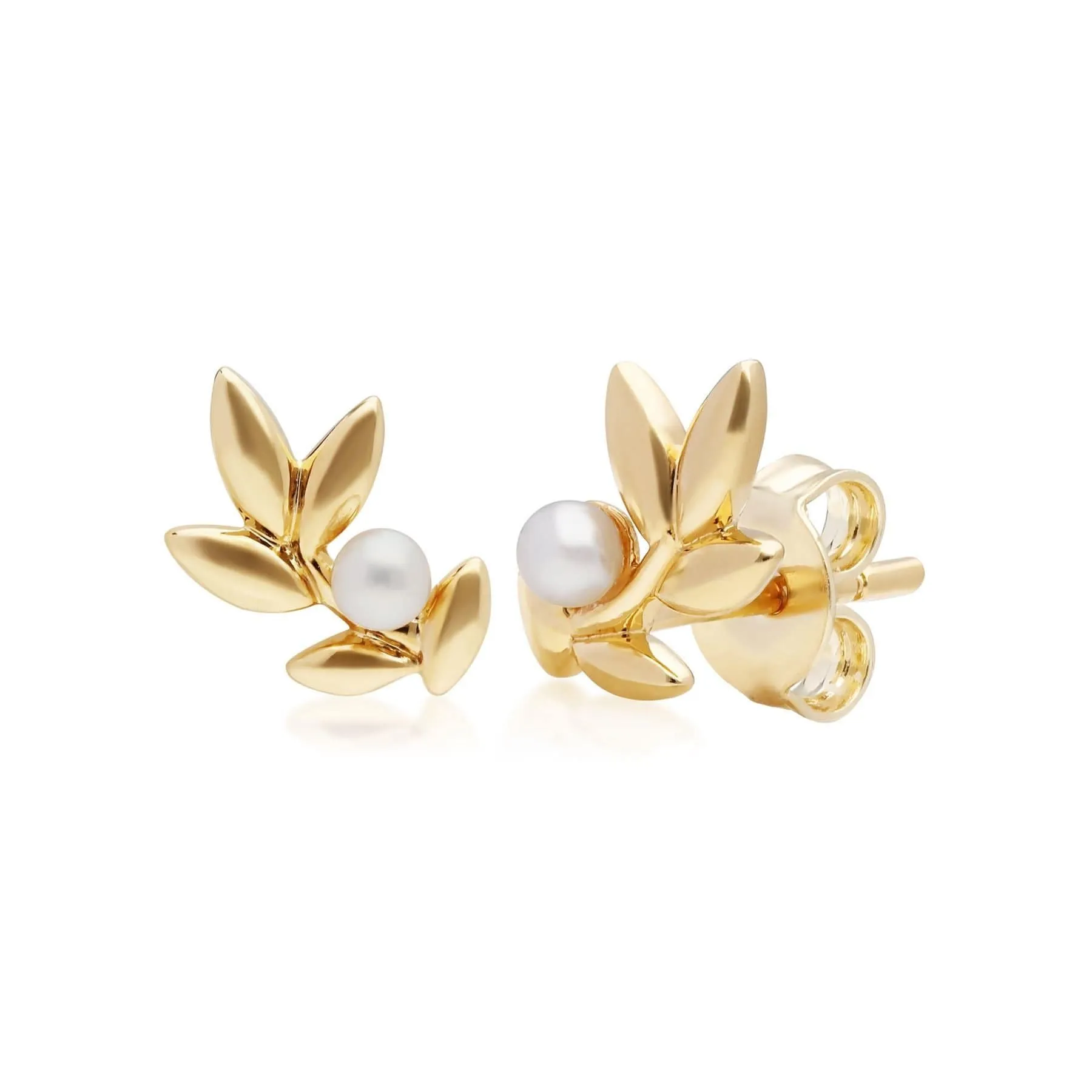 O Leaf Pearl Necklace & Stud Earring Set in Gold Plated 925 Sterling Silver sold by Gemondo Jewellery product image thumbnail 3