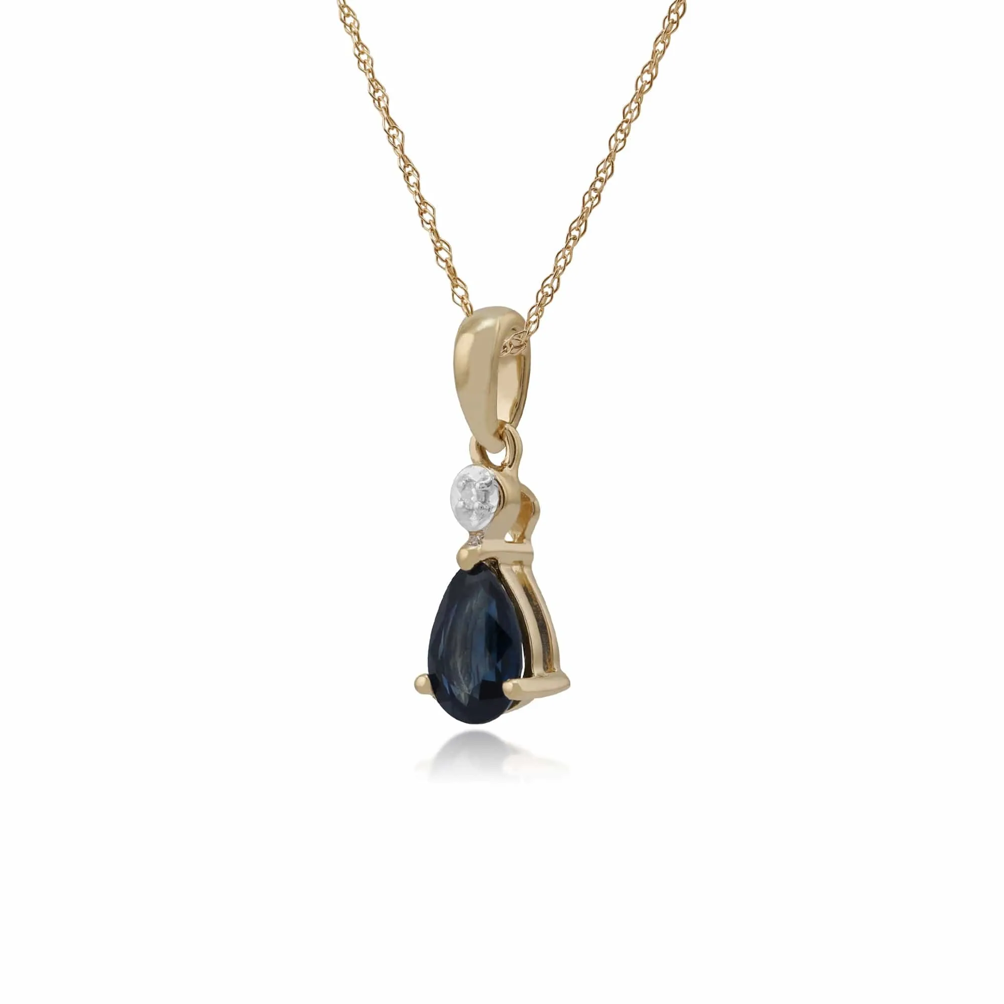 Classic Pear Sapphire & Diamond Pendant in 9ct Yellow Gold sold by Gemondo Jewellery product image thumbnail 2