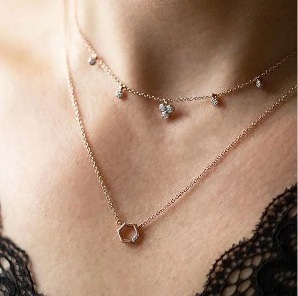 Diamond Pave Hexagon Necklace in 9ct Rose Gold sold by Gemondo Jewellery product image thumbnail 2