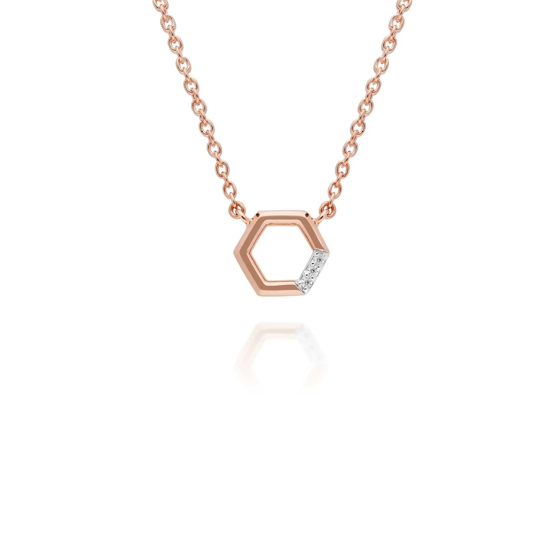 Diamond Pave Hexagon Necklace in 9ct Rose Gold sold by Gemondo Jewellery