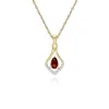 Classic Oval Garnet & Diamond Leaf Drop Earrings & Pendant Set in 9ct Yellow Gold sold by Gemondo Jewellery