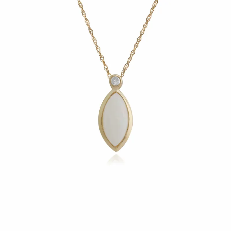 Gemondo 9ct Yellow Gold 0.25ct Opal & Diamond Pendant on 45cm Chain sold by Gemondo Jewellery