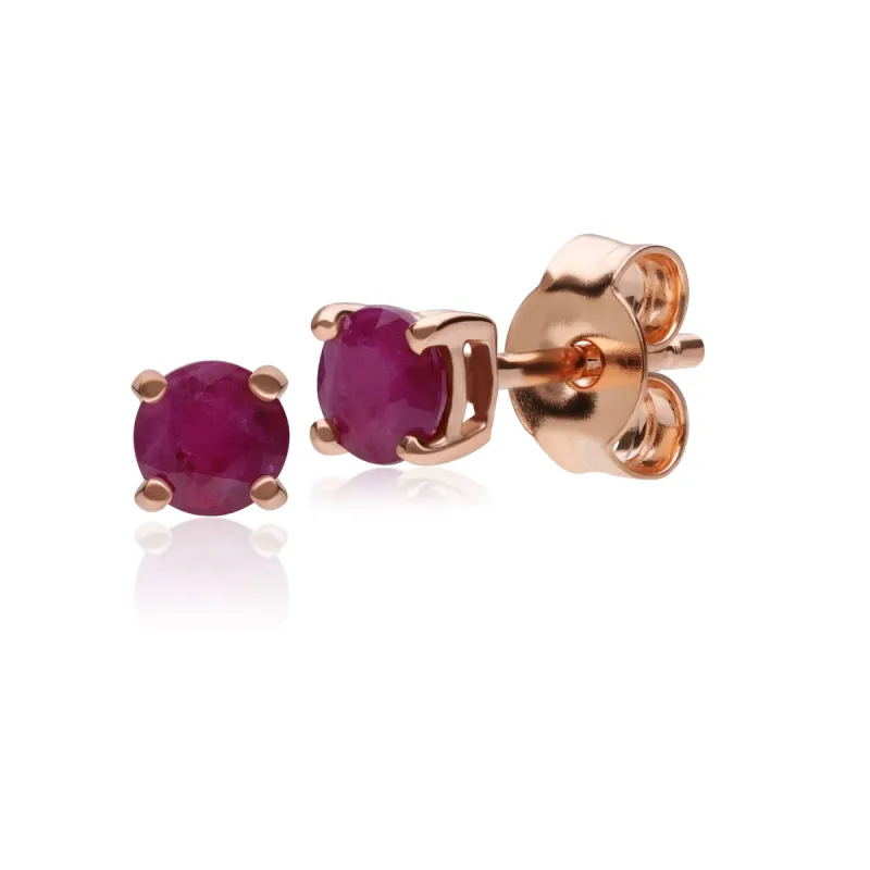 Classic Round Ruby Claw Set Stud Earrings in 9ct Rose Gold sold by Gemondo Jewellery