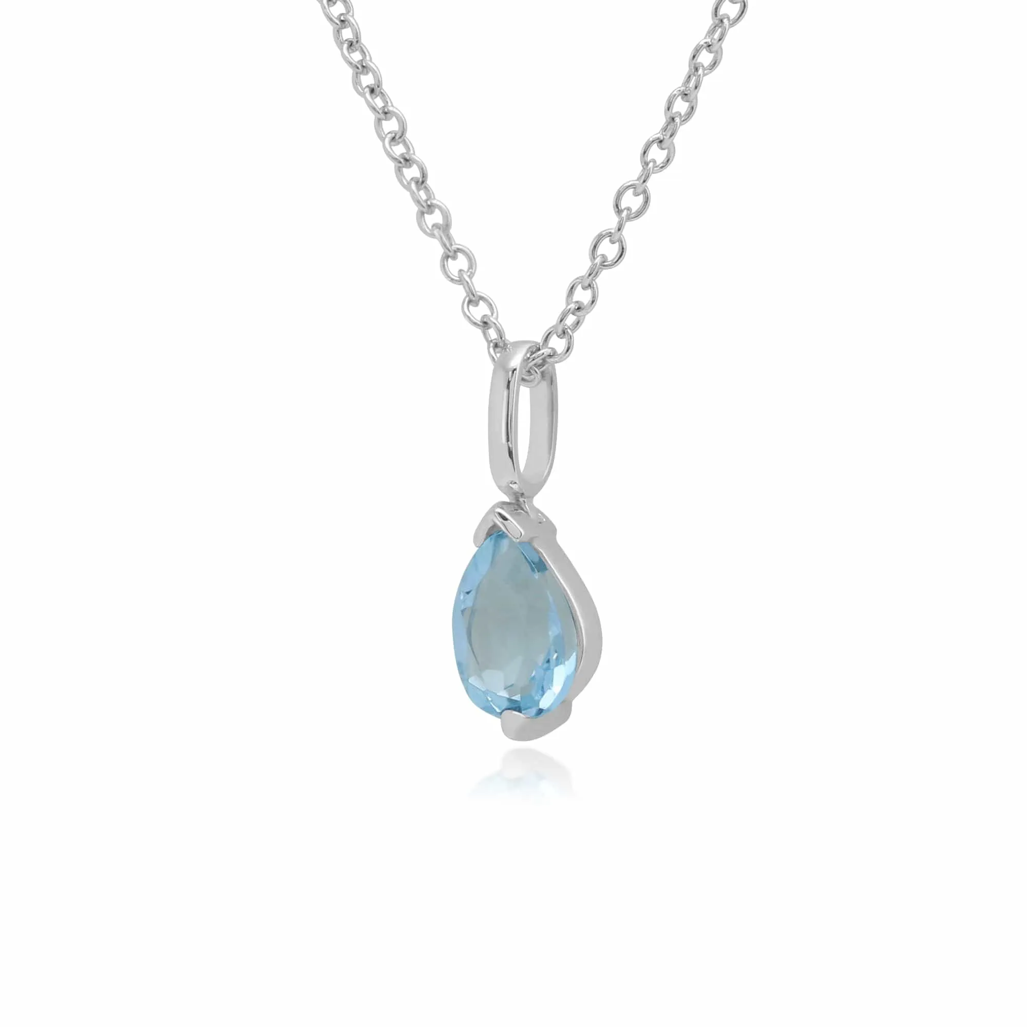 Classic Pear Blue Topaz Single Stone Stud Earrings & Pendant Set in 9ct White Gold sold by Gemondo Jewellery product image thumbnail 3