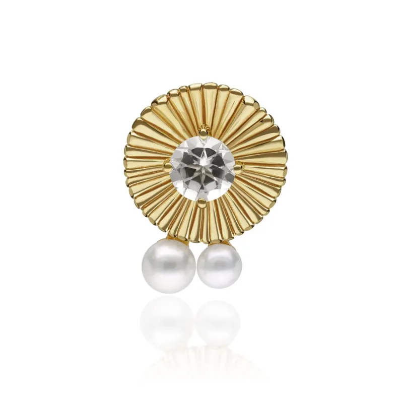 Caruso Floral Topaz & Pearl Pin
 In Sterling Silver sold by Gemondo Jewellery