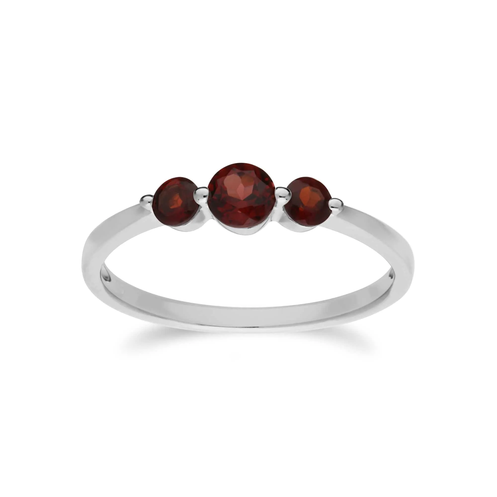 Classic Round Garnet Three Stone Gradient Ring & Necklace Set in 925 Sterling Silver sold by Gemondo Jewellery product image thumbnail 3